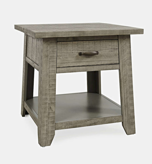 Jofran - Telluride Rustic Distressed Acacia End Table with Storage, Driftwood Grey - 2230-13 view 2