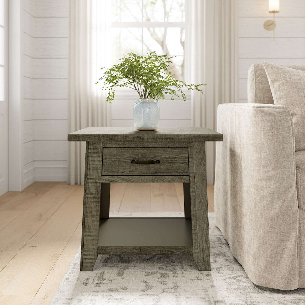 Jofran - Telluride Rustic Distressed Acacia End Table with Storage, Driftwood Grey - 2230-13 view 11