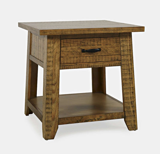 Jofran - Telluride Rustic Distressed Acacia End Table with Storage, Gold - 1800-13 view 2