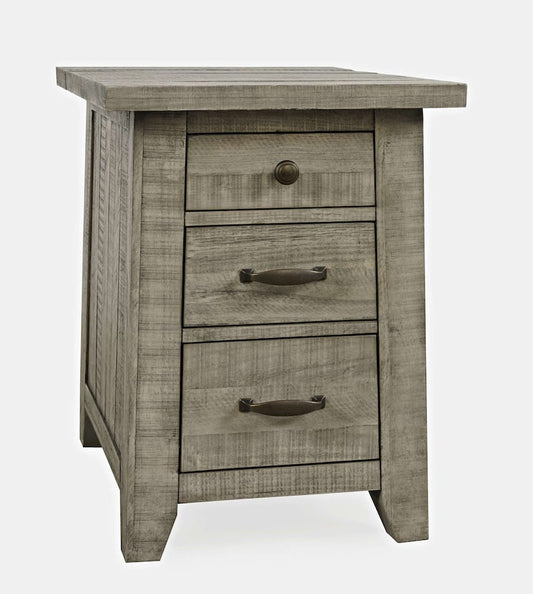 Jofran - Telluride Rustic Distressed Acacia USB Charging Chairside End Table, Driftwood Grey - 2230-18 view 2