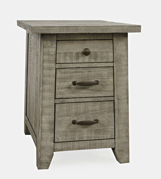 Jofran - Telluride Rustic Distressed Acacia USB Charging Chairside End Table, Driftwood Grey - 2230-18 view 2