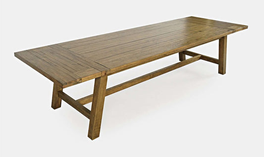 Jofran - Telluride Rustic Distressed Pine 127in Trestle Dining Table with Two Extension Leaves, Gold - 1801-42 view 2