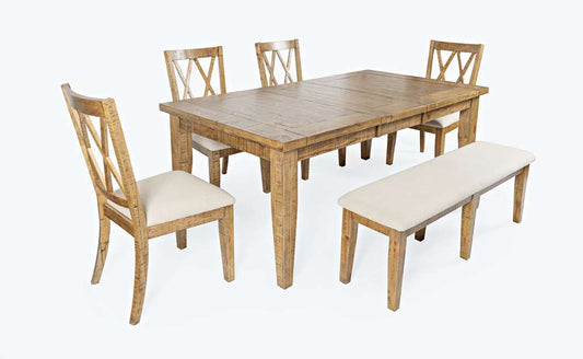 Jofran - Telluride Rustic Distressed Pine 78in Six-Piece Dining Set with Bench - 1801-78D-6 veiw 2