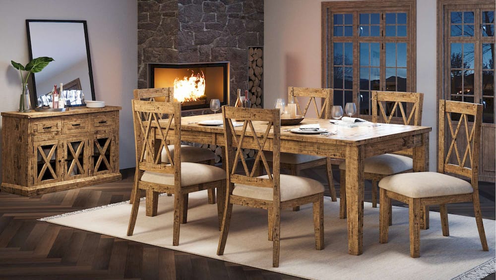 Jofran - Telluride Rustic Distressed Pine 78in Seven-Piece Dining Set - 1801-78D-7 view 6