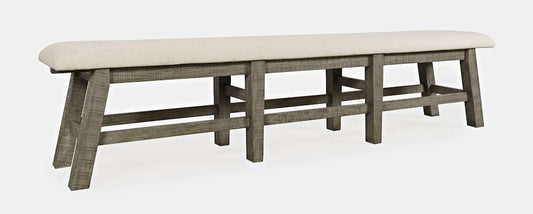 Jofran - Telluride Rustic Distressed Pine 85in Upholstered Dining Bench, Driftwood Gray - 2231-85KD view 2