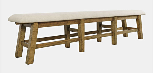 Jofran - Telluride Rustic Distressed Pine 85in Upholstered Dining Bench, Gold - 1801-85KD view 2