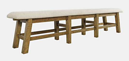Jofran - Telluride Rustic Distressed Pine 85in Upholstered Dining Bench, Gold - 1801-85KD view 2