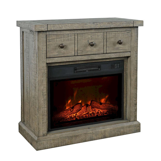 Jofran - Telluride Rustic Farmhouse Solid Wood 32in Electric Fireplace TV Stand Console in Driftwood Grey - 2230-FP32 view 2