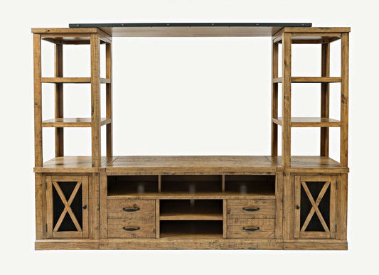 Jofran - Telluride Rustic Pine Entertainment Center with 60in TV Console - Naturally Distressed Telluride - 1802-60-2178KDKT veiw 2
