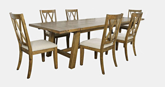 Jofran - Telluride Seven Piece Rustic Distressed Pine 127in Extendable Dining Set, Gold - 1801-42D-7X view 2
