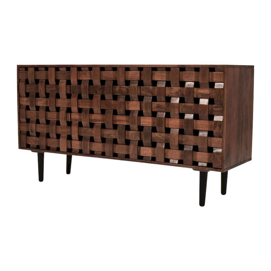 Jofran - Trent 60in Solid Wood Carved Modern Rustic Woven Sideboard Storage Cabinet - 2387-60 view 2