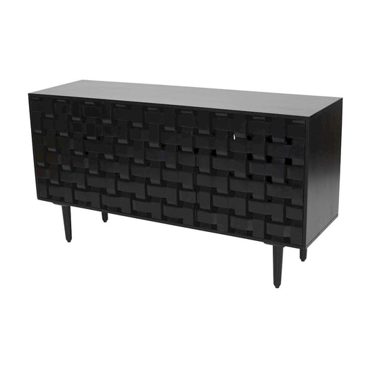 Jofran - Trent 60in Solid Wood Carved Modern Rustic Woven Sideboard Storage Cabinet - 2487-60 view 2