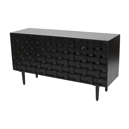 Jofran - Trent 60in Solid Wood Carved Modern Rustic Woven Sideboard Storage Cabinet - 2487-60 view 2