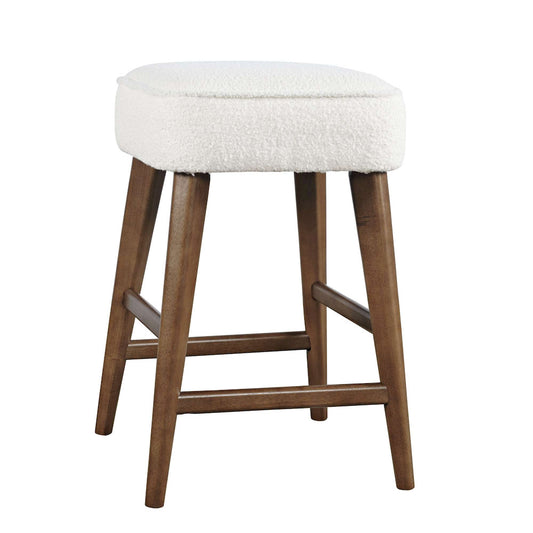 Jofran - Wes Mid-Century Modern Boucle Upholstery Backless Counter Barstool (Set of 2) - Walnut - 2271-WESBLWAL view 2