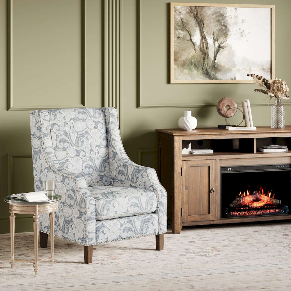 Jofran - Westbrook Paisley Fabric Transitional Upholstered Accent Chair with Nailhead Trim - DUVAL-CH-DENIM view 7