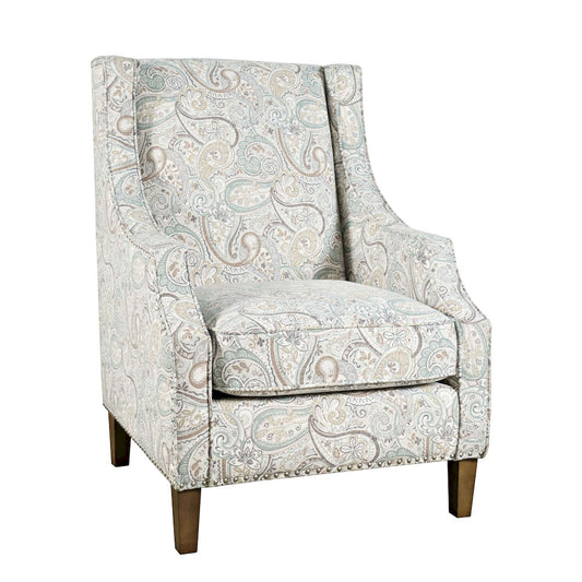 Jofran - Westbrook Paisley Fabric Transitional Upholstered Accent Chair with Nailhead Trim - DUVAL-CH-SAGE view 2