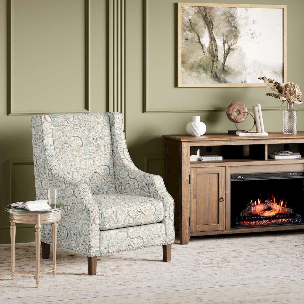 Jofran - Westbrook Paisley Fabric Transitional Upholstered Accent Chair with Nailhead Trim - DUVAL-CH-SAGE view 7