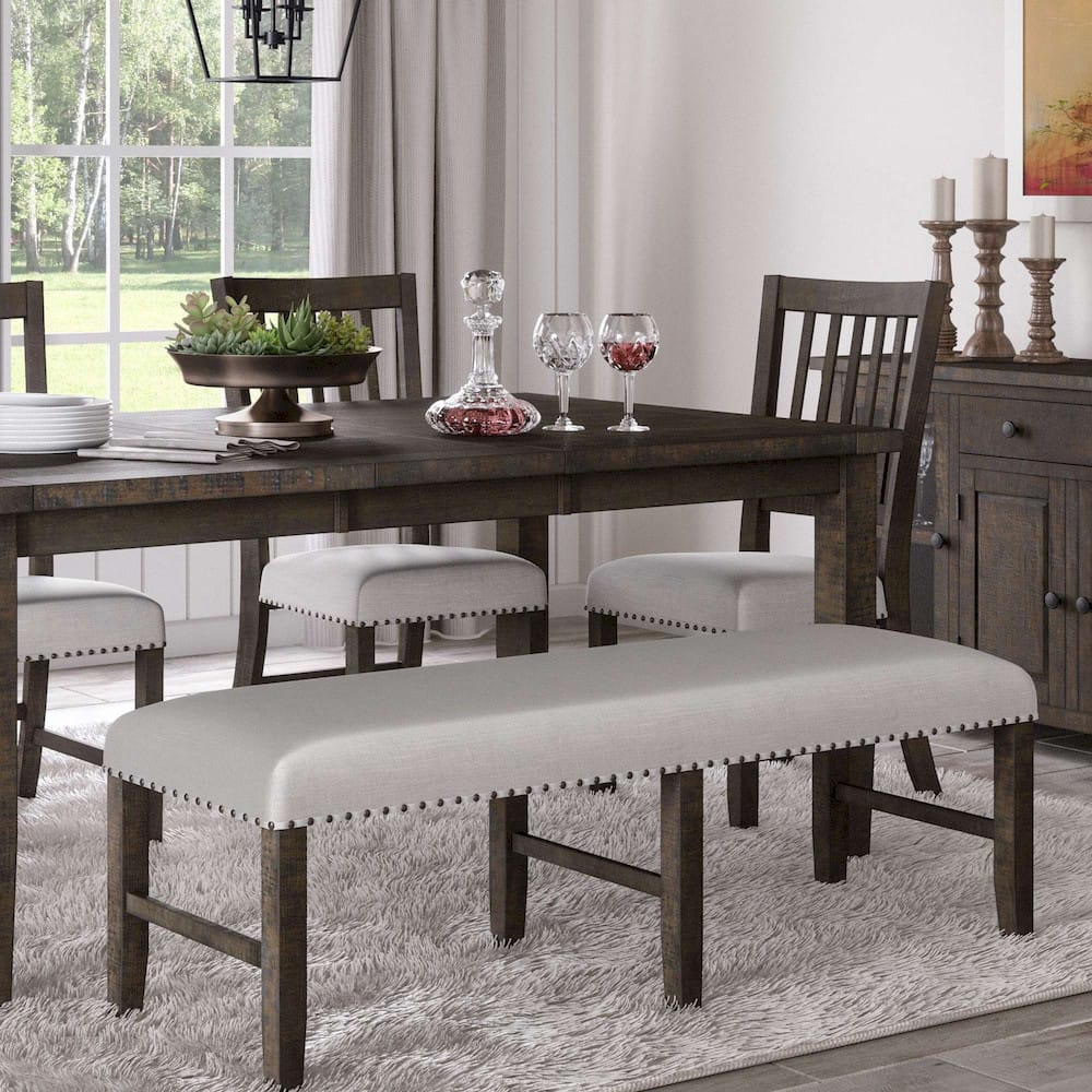 Jofran - Willow Creek Solid Pine Upholstered Dining Bench - Distressed Brown - 2021-56KD view 6