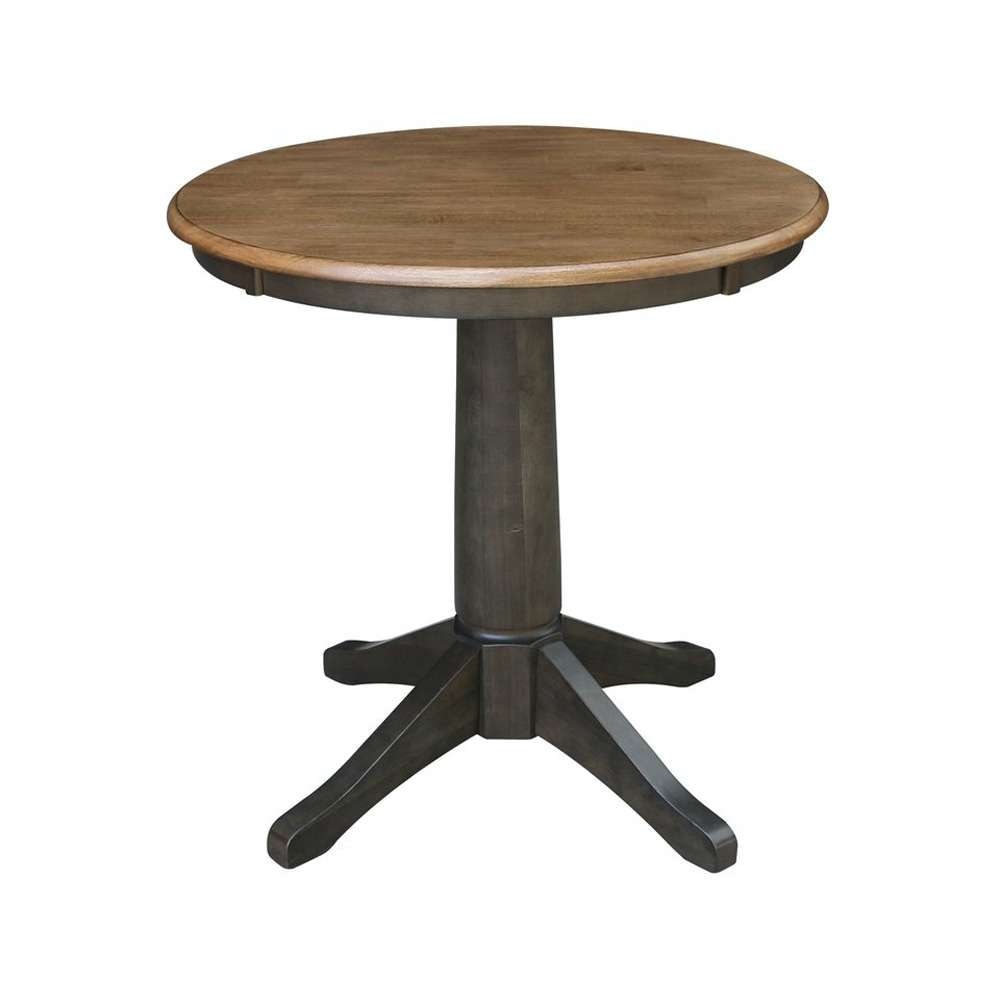 John Thomas Furniture - Dining Essentials - 30 Round Table Top w/ 30in H Transitional Pedestal in Hickory/Coal - T45-30RT_T145-27B veiw 1