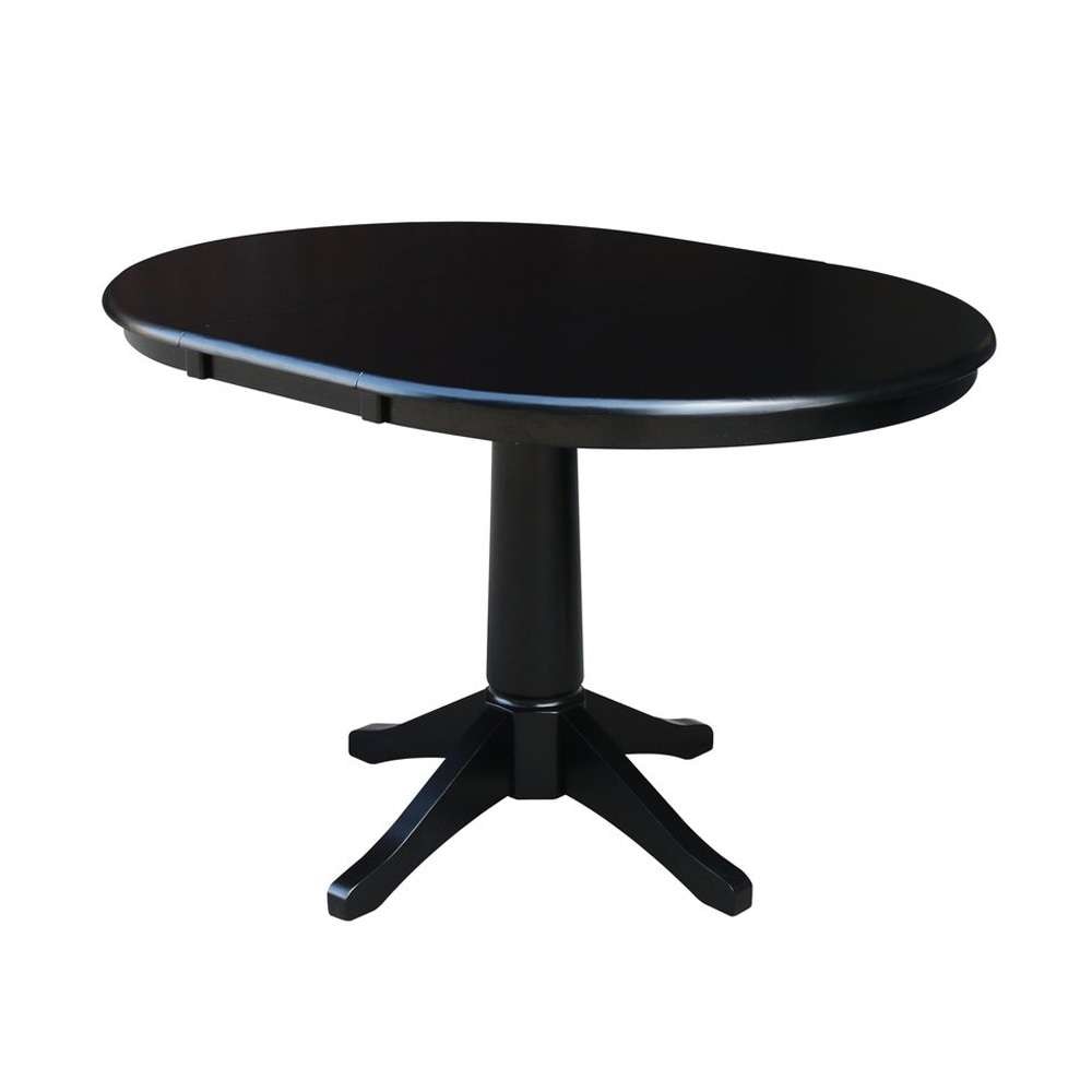 John Thomas Furniture - Dining Essentials - 36in Extension Table Top w/ 30inH Transitional Pedestal in Black - T46-36RXT_T46-27B veiw 1