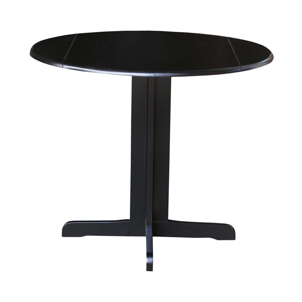 John Thomas Furniture - Dining Essentials - 36in Round Drop Leaf Pedestal Table in Black - T46-36RP veiw 1