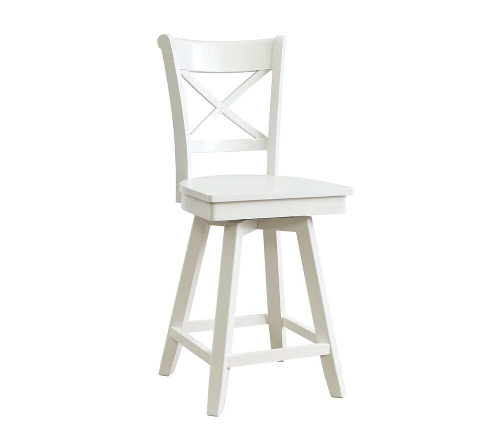 John Thomas Furniture - Dining Essentials - Charlotte Swivel Stool in Pure White - S08-312SWB veiw 1
