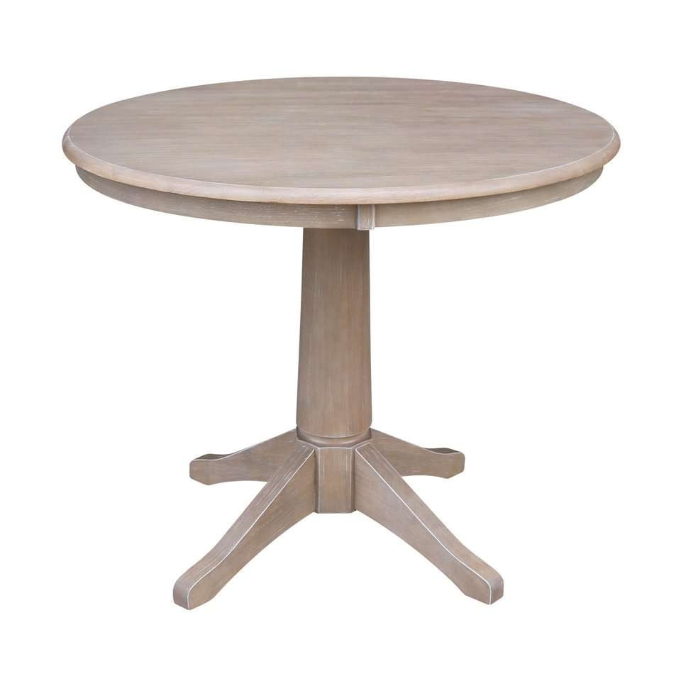 John Thomas Furniture - Dining Essentials - 36Round Table Top w/30in H Transitional Pedestal in Taupe Gray - T09-36RT_T09-27B veiw 1