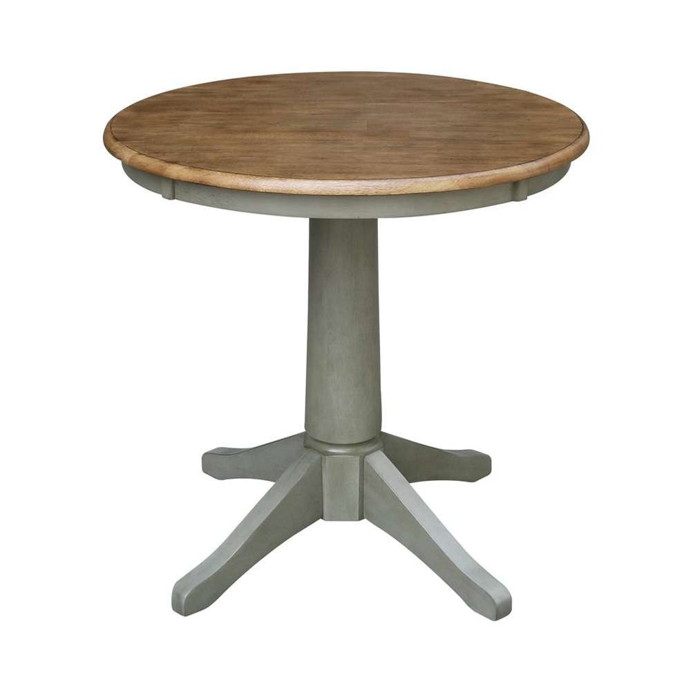 John Thomas Furniture - Dining Essentials - 30 Round Table Top w/ 30in Transitional Pedestal in Hickory/Stone - T41-30RT_T141-27B veiw 1