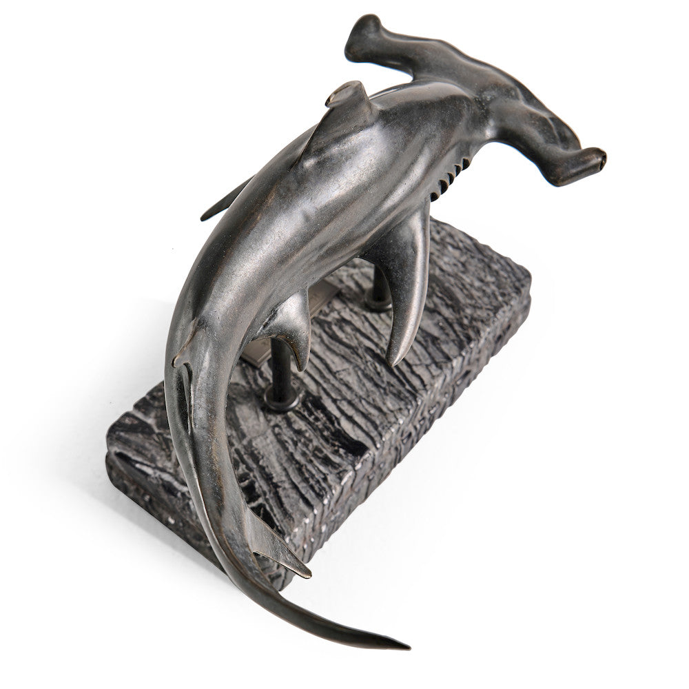 Jonathan Charles Fine Furniture - Arc Hammerhead Shark Bronze Statue with Marble Base - 496216-DRB view 19