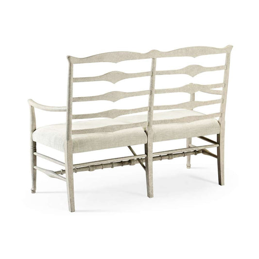 Jonathan Charles Fine Furniture - Casual Accents Whitewash Ladderback Bench, Uph - 492803-DTW-F400 veiw 2