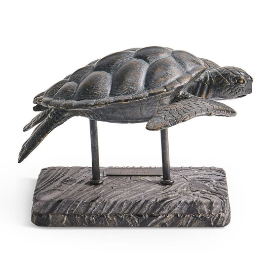 Jonathan Charles Fine Furniture - Sea Tortoise Bronze Statue with Marble Base - 496220-DRB view 2