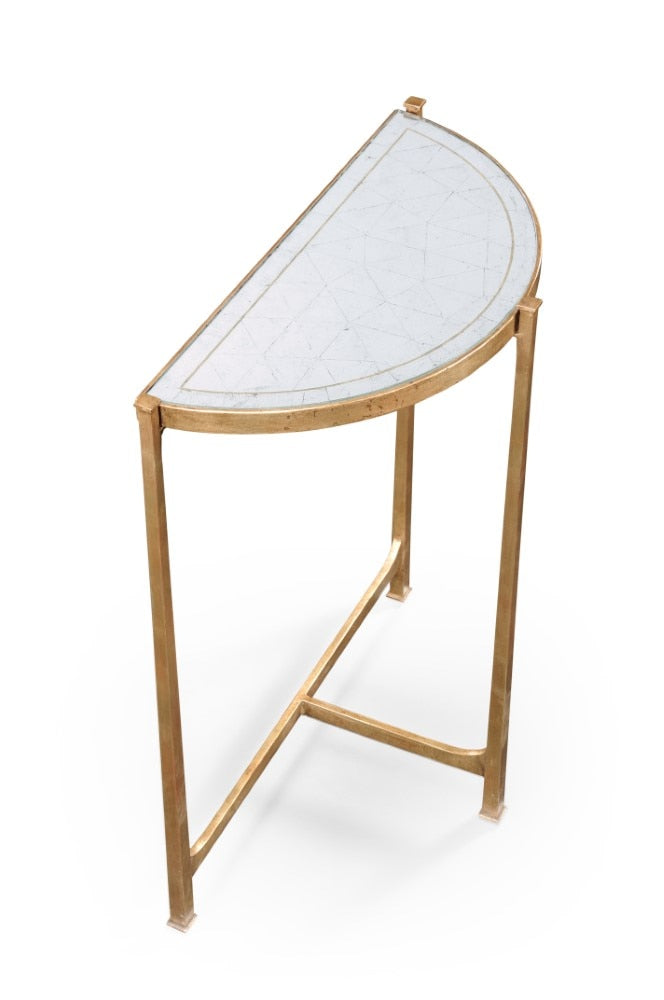 Jonathan Charles Fine Furniture - Luxe Small Eglomise and Gilded Iron Demilune Console Table - 494180-G veiw 5