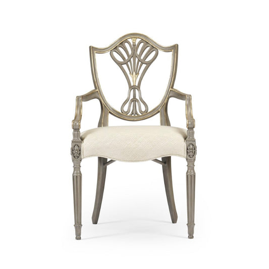 Jonathan Charles Fine Furniture - Buckingham - Sheraton Buckingham Grey and Gilded Dining Armchair with Shield Back - 495819-AC-PBG-F200 veiw 2