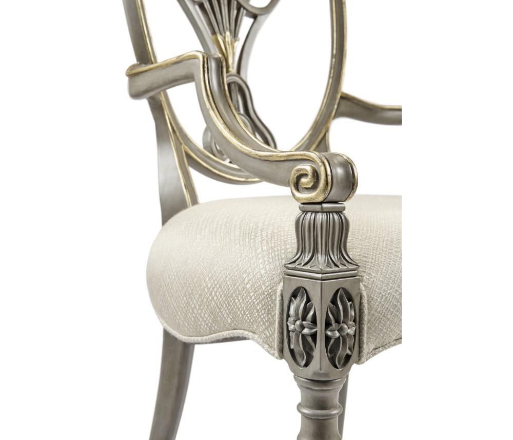 Jonathan Charles Fine Furniture - Buckingham - Sheraton Buckingham Grey and Gilded Dining Armchair with Shield Back - 495819-AC-PBG-F200 veiw 5