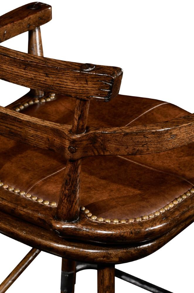 Jonathan Charles Fine Furniture - Sherwood Oak Oak Barstool with Studded Leather Arm Seat - 494315-AC-TDO veiw 5