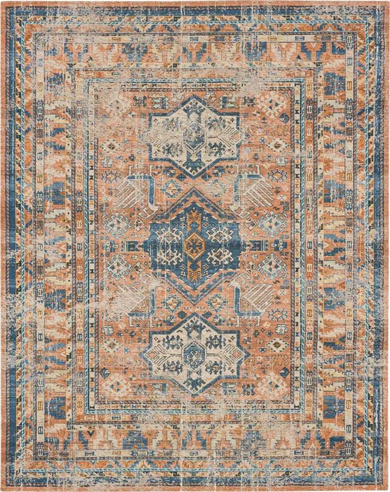 Karastan - Zula Haykota Terracotta/rust Blue 2 4in x 8 Area Rug - R1178-922-028096-IP veiw 1