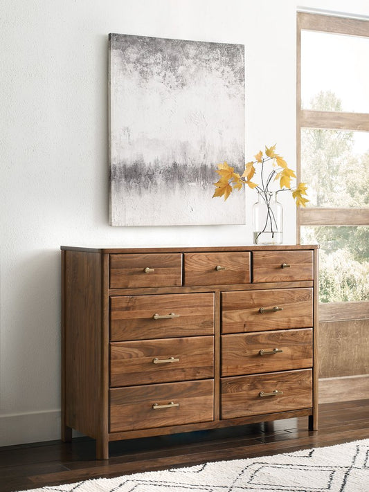 Kincaid Furniture - Monogram Walnut Flat Top Nine Drawer Dresser With Dornoch Mirror - 315-131040 view 2