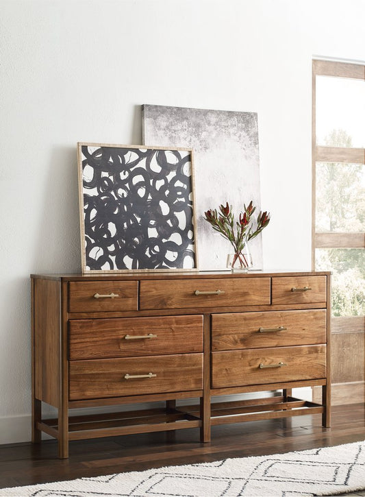 Kincaid Furniture - Monogram Walnut Wonderland Seven Drawer Dresser With Dornoch Mirror - 315-130040 view 2