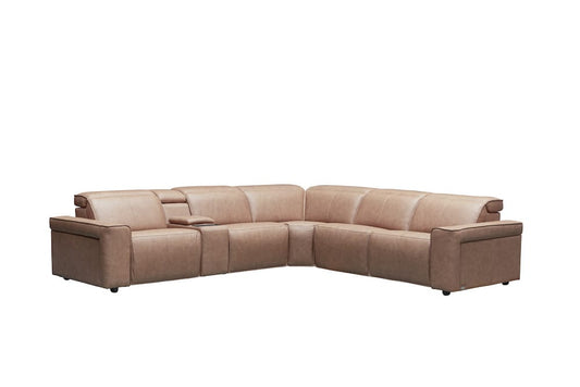 Klaussner Furniture - Skyline - Leonardo 6 Piece Leather Power Recliner Sectional, Beige view 2