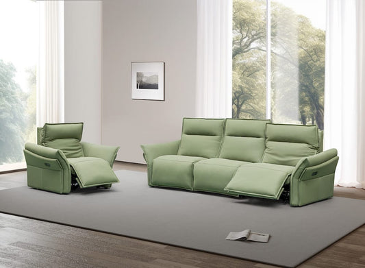 Klaussner Furniture - Skyline - Vittoria 3-Seater Leather Power Reclining Sofa In Green view 2