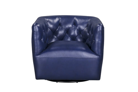 Leather Italia USA - 2604 Mira Chair - 360 Swivel 7469S Blue Leather - 4111-2604S-017469S view 2