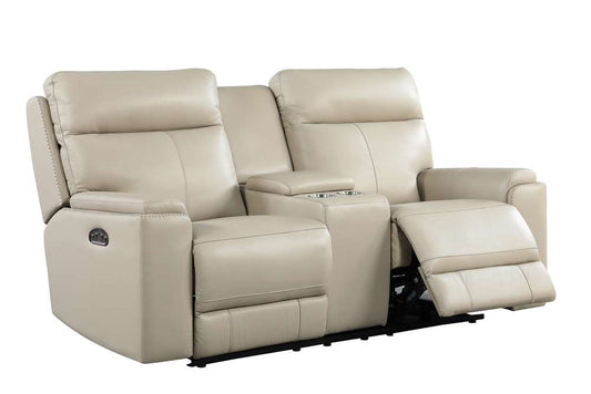 Leather Italia USA - Bryant Loveseat - Console P2 Taupe - 1444-EH310C-021001LV veiw 2