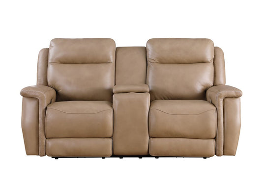 Leather Italia USA - Ehz2301 Fischer Loveseat - Console - P2 - Zg 1306L Saddle - 4111-EHZ2301C-021306LV view 2