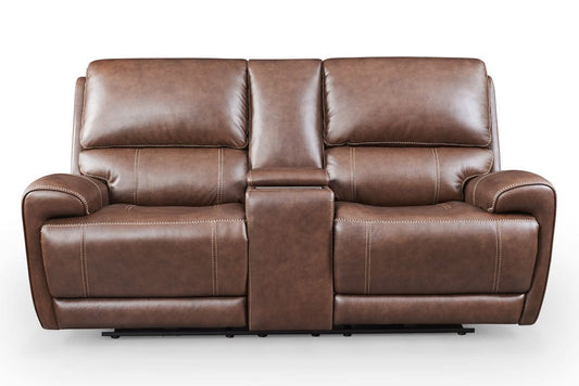 Leather Italia USA - Ehz2814 Highland Loveseat - Console - P2 - Zg 7463 Brown Coffee - 4111-EHZ2814C-027463LV view 2