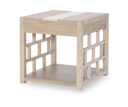 Legacy Classic Furniture - Biscayne Square End Table W/ Travertine Insert - 1500-107 veiw 2