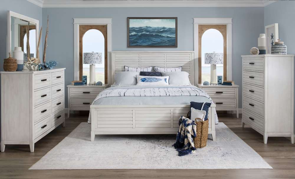 Legacy Classic Furniture - Edgewater Sand Dollar Complete Panel Bed Cal King 60 White Finish - 1313-4107K veiw 5