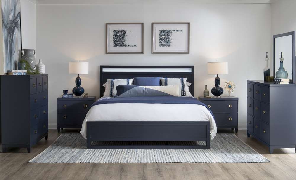 Legacy Classic Furniture - Summerland Inkwell Complete Panel Bed Ca King 60 Blue Finish - 1162-4107K view 5