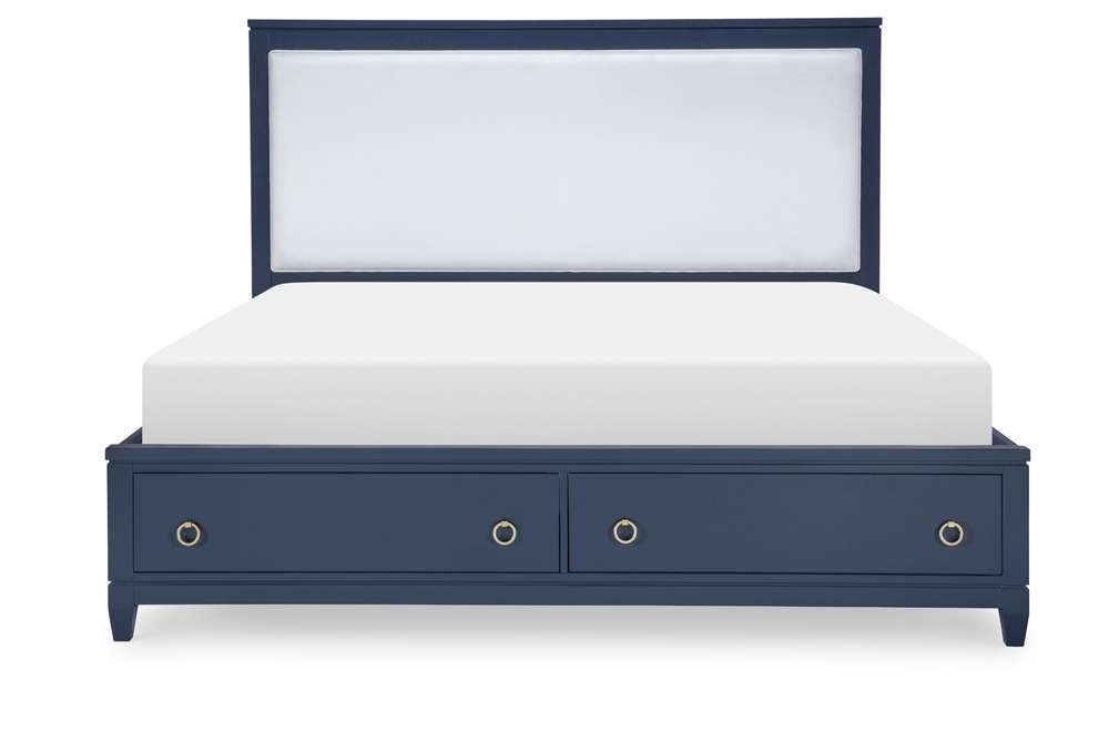 Legacy Classic Furniture - Summerland Inkwell Complete Upholstered Bed W Storage King 60 Blue Finish - 1162-4237K view 5