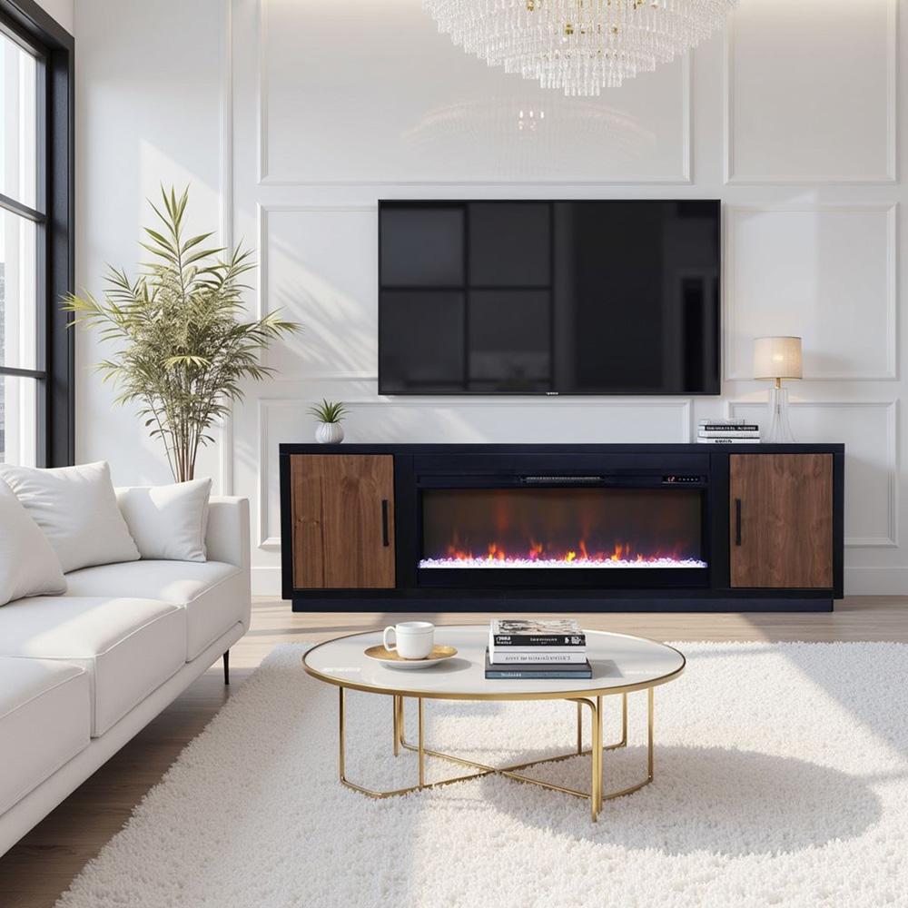 Legends Furniture - Aria 83 inch Fireplace TV Stand for TVs up to 95 inches in Black and Walnut - AR5410.SLS veiw 8