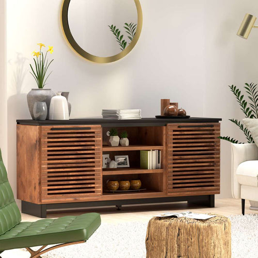 Legends Furniture - Bridgevine Home 62 in. Bourbon Brown and Black Finish TV stand (TVs up to 75 in.) - GC1210.BNB veiw 2